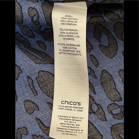 CHICO’S NO-IRON Woman’s Long Sleeve Top with Animal Print size Large - Picture 4 of 6